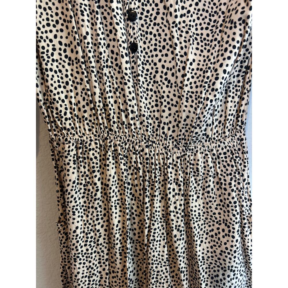 Anthropologie Beachgold | Tan/Black Polka Dot Half Sleeve Romper | Small - Picture 7 of 14